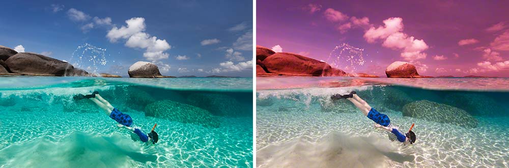 Left - WB sky. Right - WB underwater.