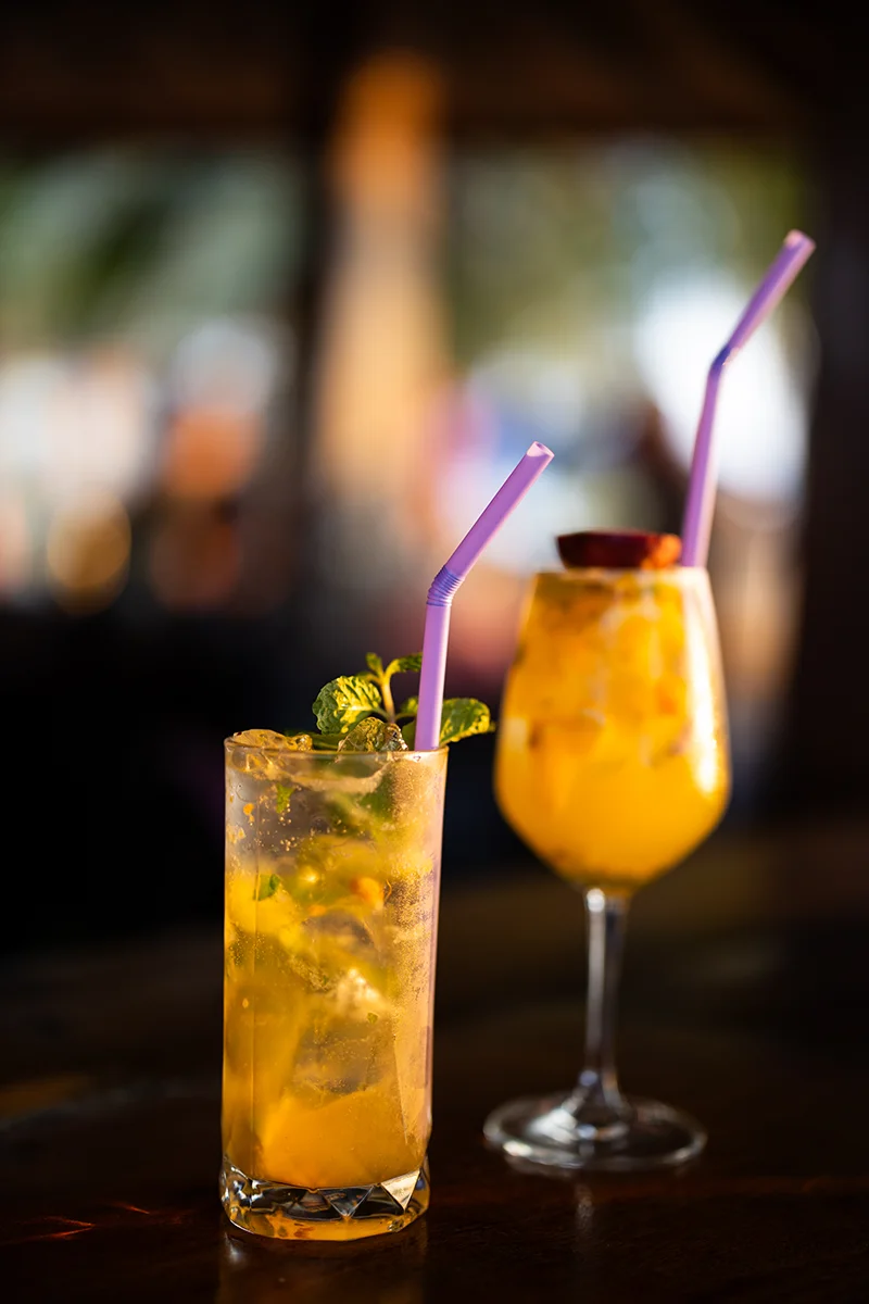 Cocktail drinks at beach bar in Thailand
