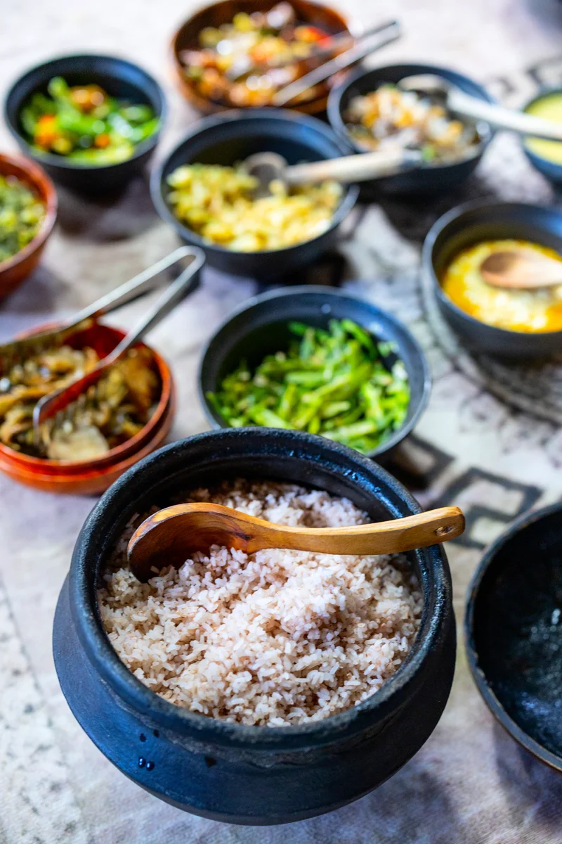 Traditional home-cooked Bhutan lunch