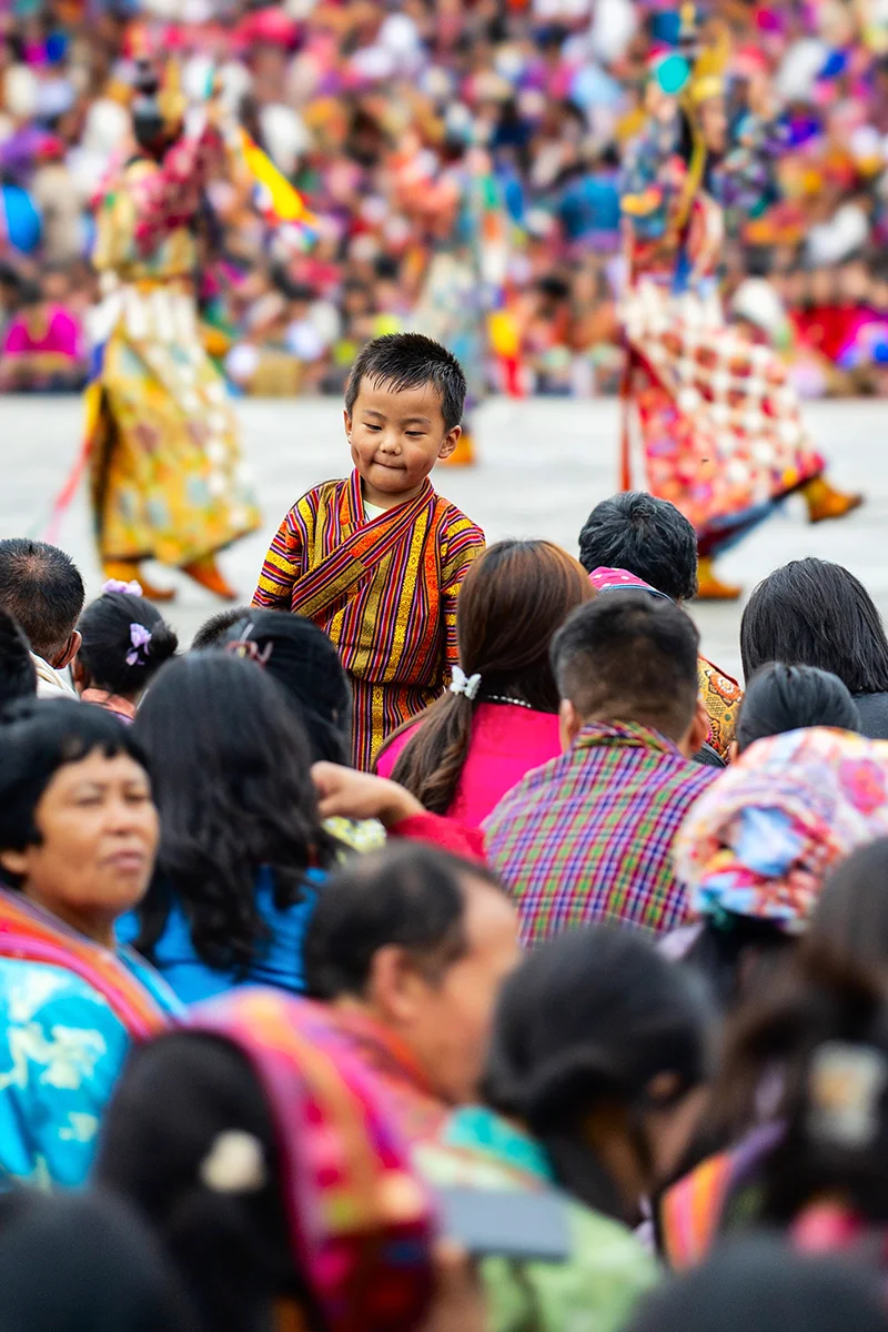 Locals dressed in their finest traditional attire at Bhutan festivals