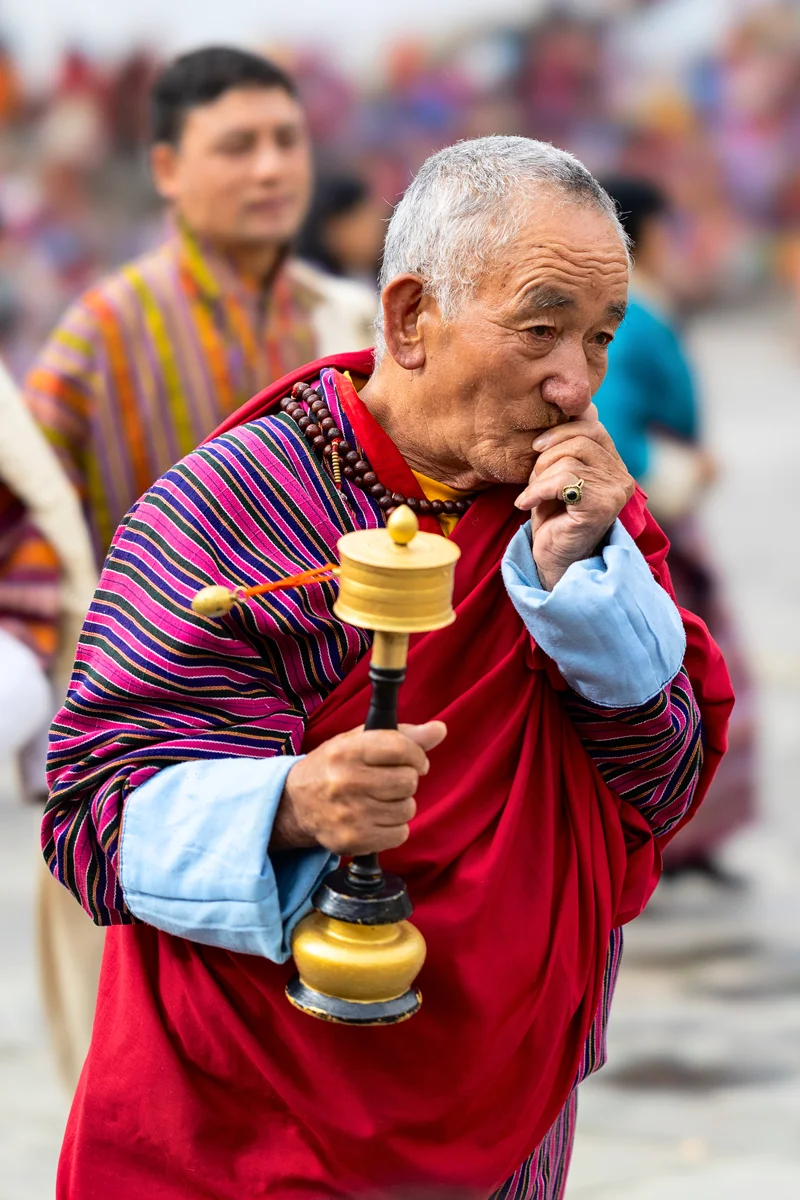 Old Bhutanese man at festival