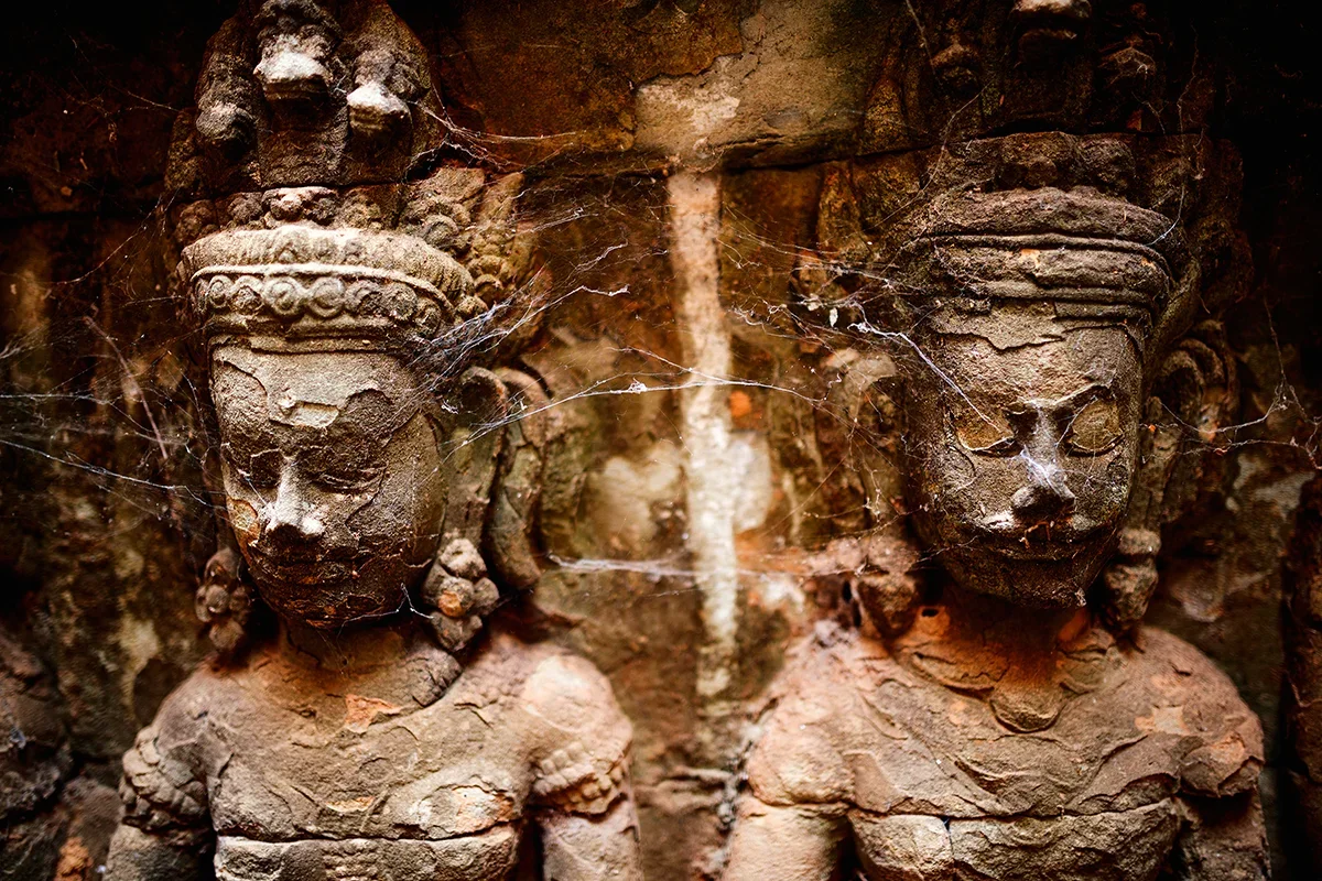 Impressive carvings at Terrace of the Leper King in Angkor