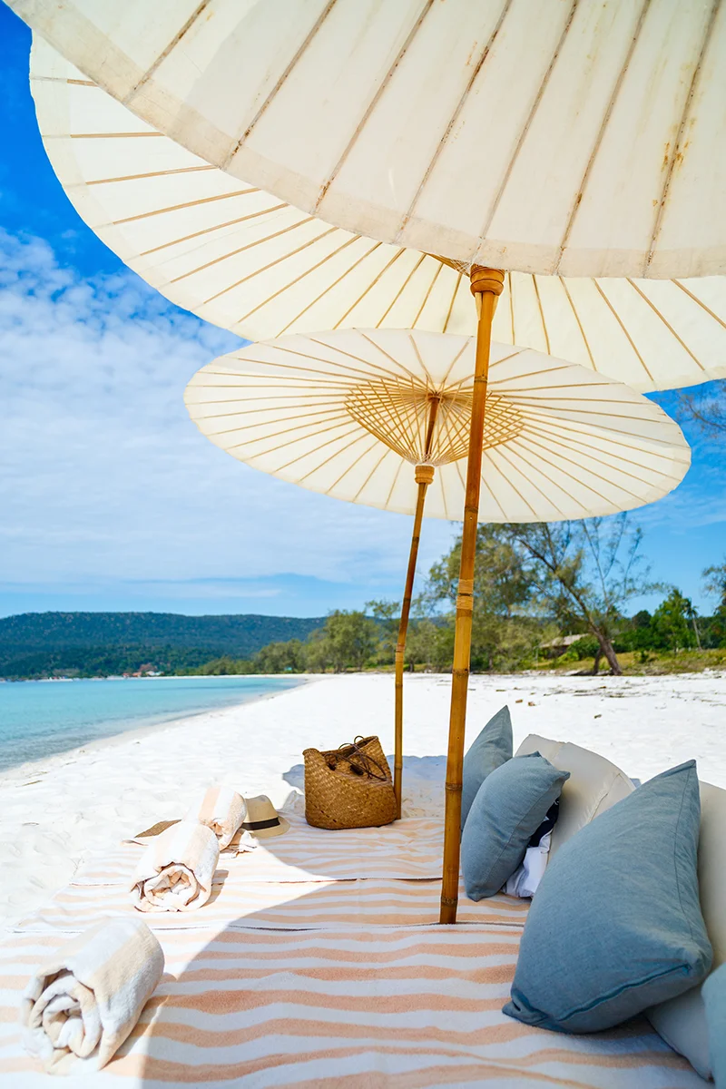 Luxury beach picnic on Koh Rong island during Cambodia itinerary