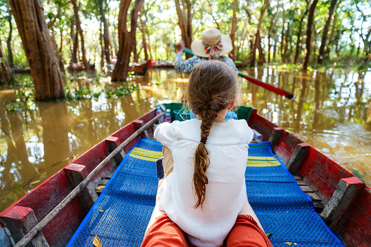 Flooded mangrove forest at Tonlé Sap Lake in Cambodia