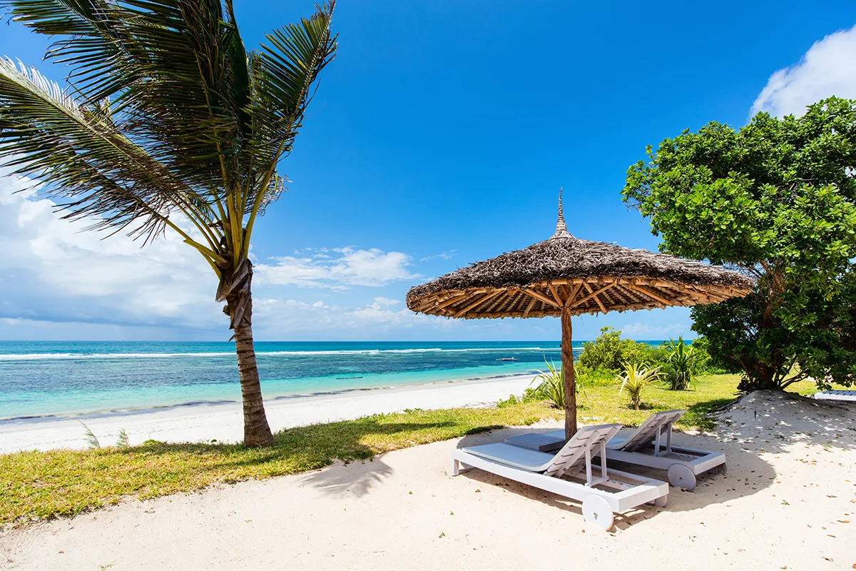 Off the beaten path, quite and peaceful Msambweni beach in Kenya