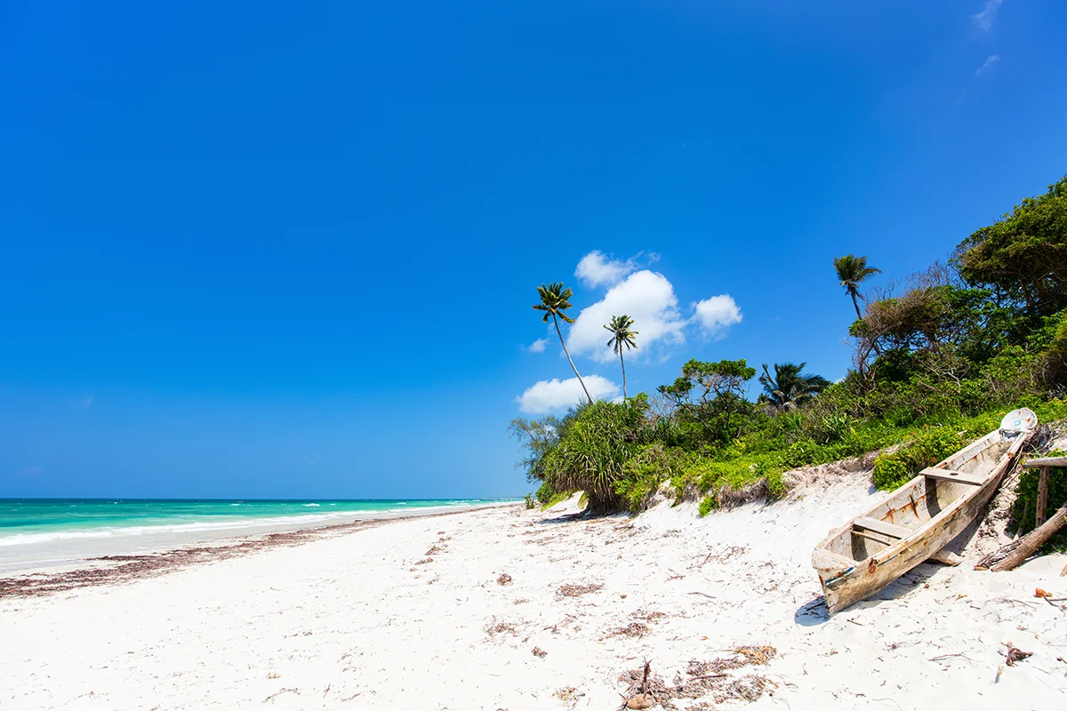 Off the beaten path, quite and peaceful Msambweni beach in Kenya