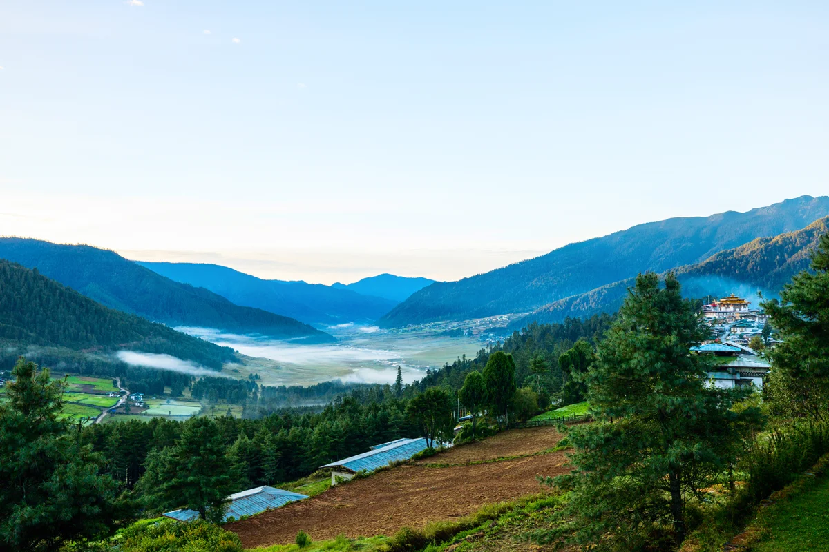 View over Phobjikha Valley from Gangtey Lodge