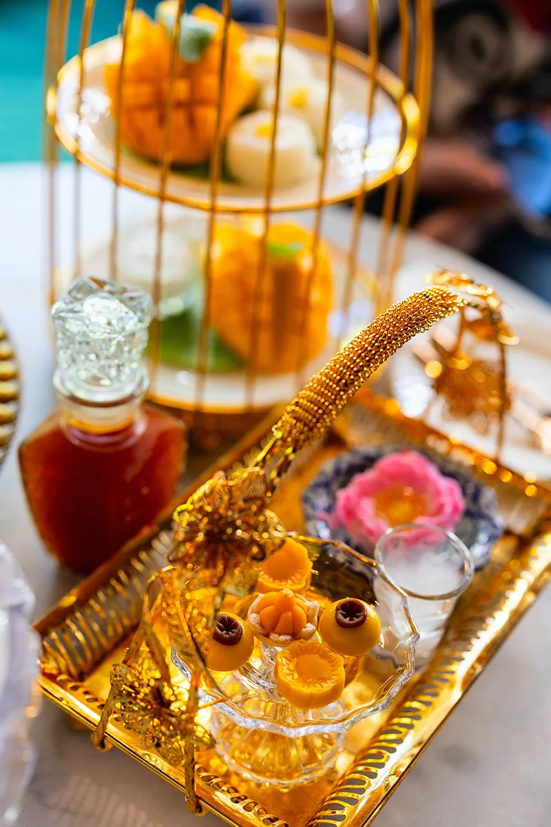 Traditional Thai desserts at Gingerbread house cafe in Bangkok beautifully presented