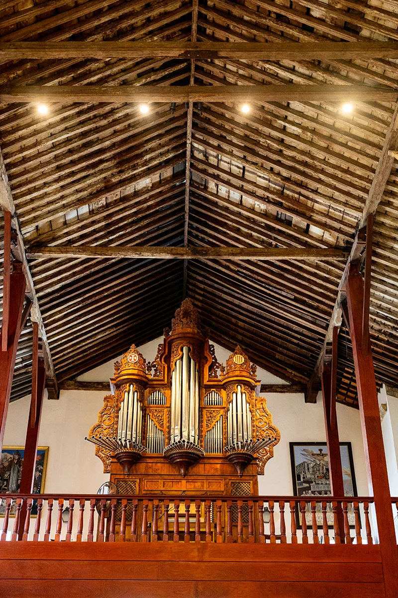 Wooden organ in rustic interior