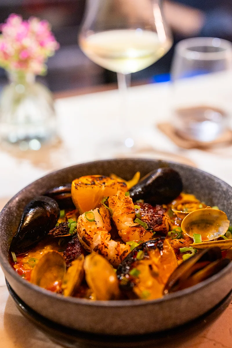 Seafood dish with shrimp and clams