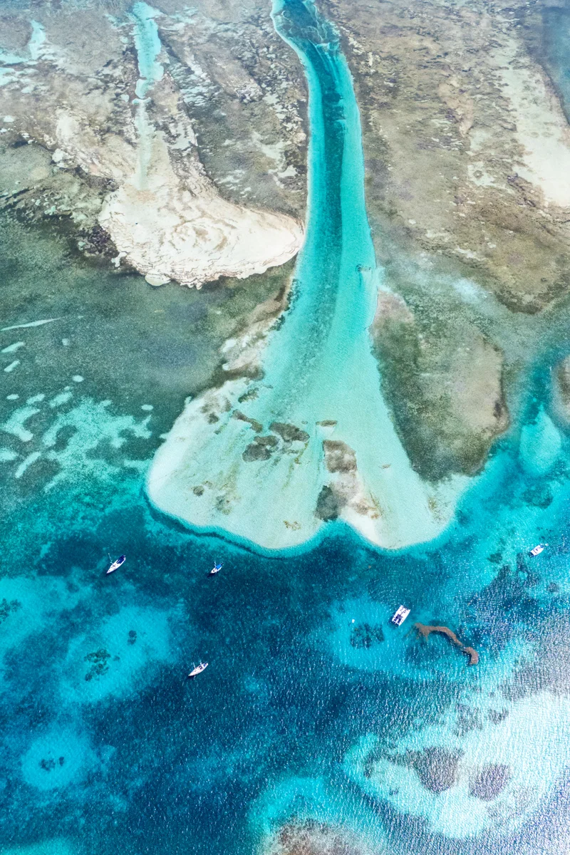 Aerial view of turquoise waters and islands – San Blas Islands in Panama