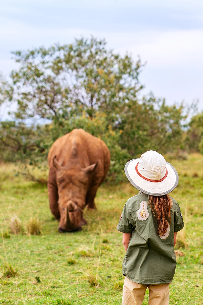 Walking safari with white rhinos at Ol Chorro Rhino Sanctuary near Masai Mara in Kenya