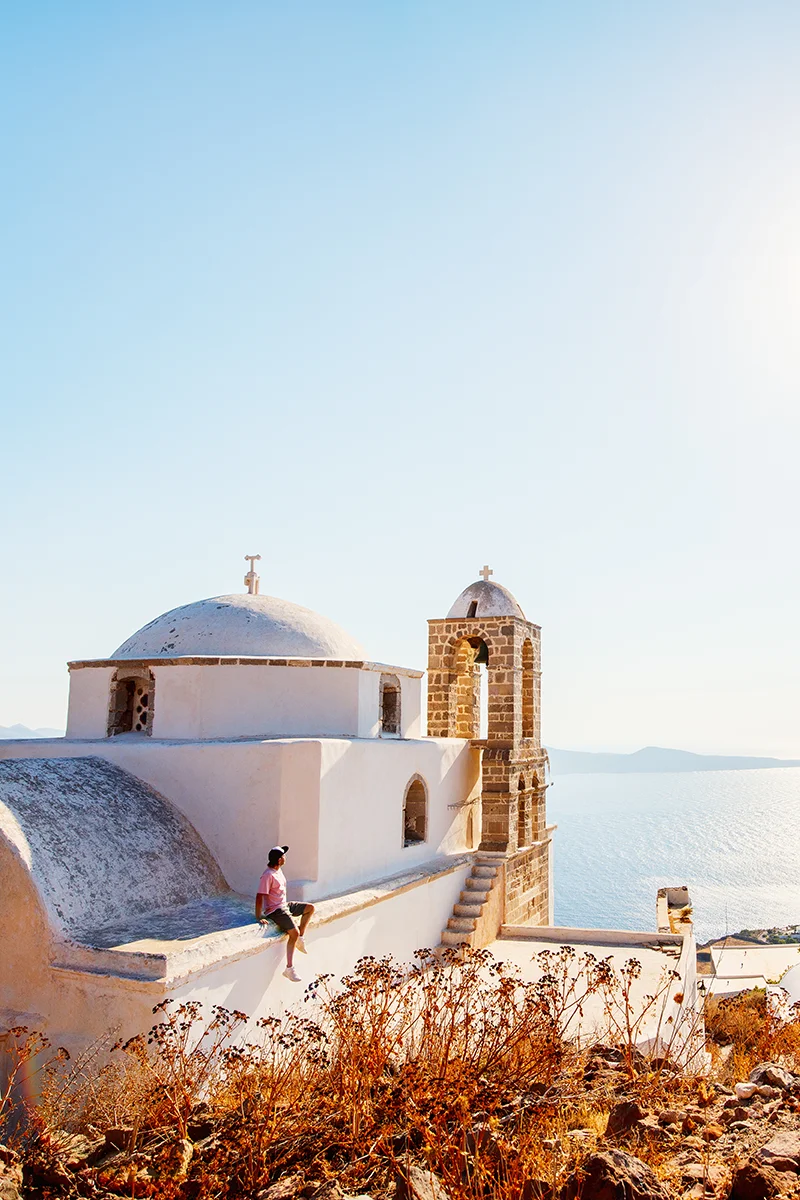 The Church of Panagia Thalassitra in Plaka is the best sunset spot on Milos