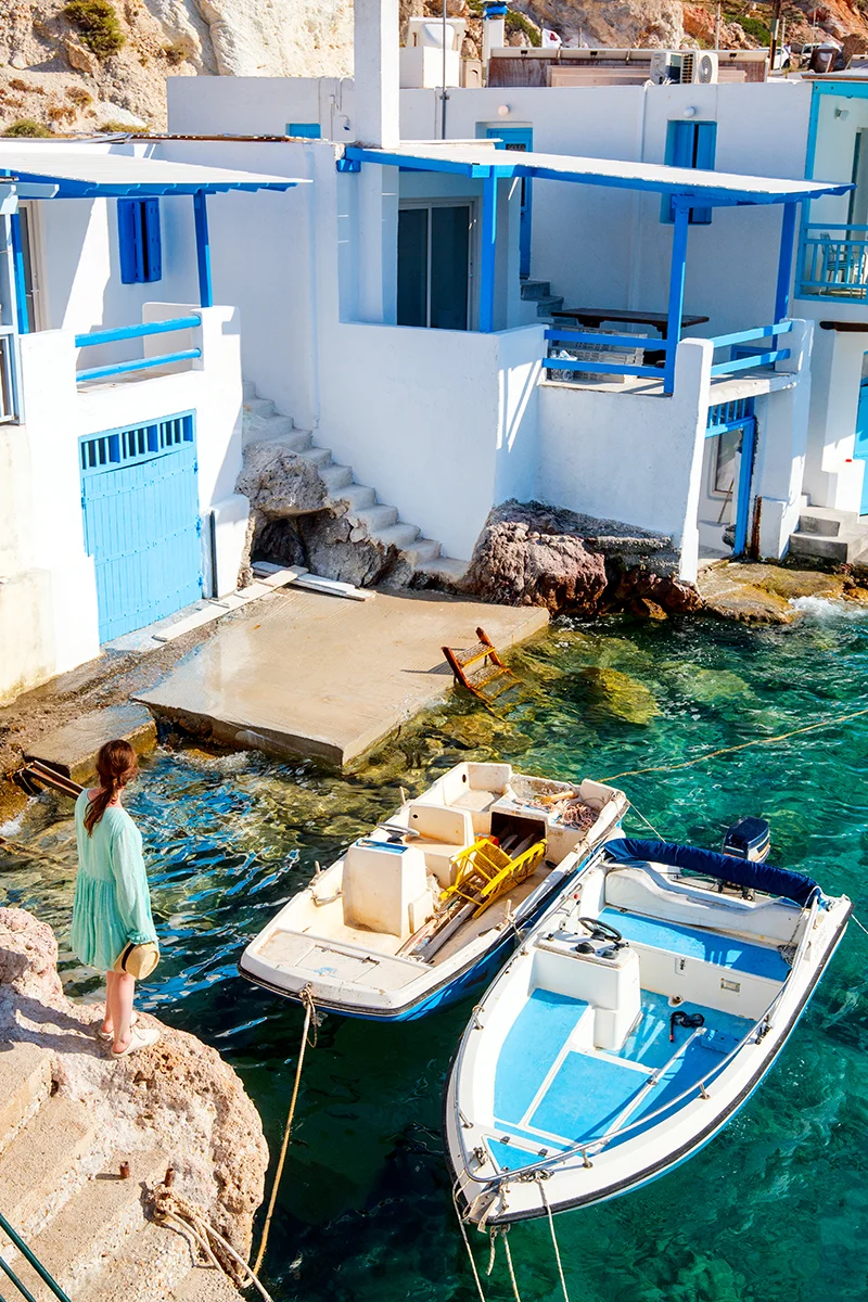 One week Milos itinerary includes visit to Firopotamos fishing village