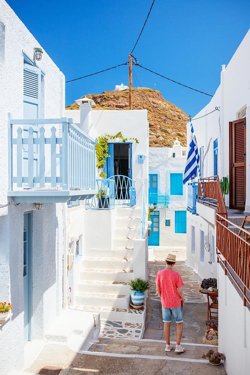 Charming streets of Plaka in Milos