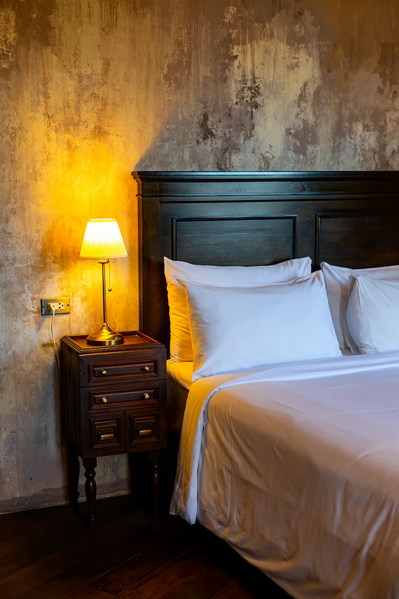 Cozy bedroom with warm lighting