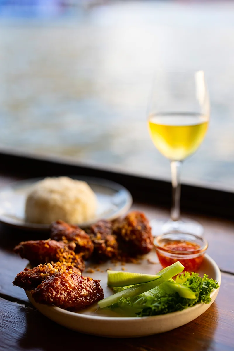 Chicken wings served at Naam 1608 Thai restaurant in Bangkok