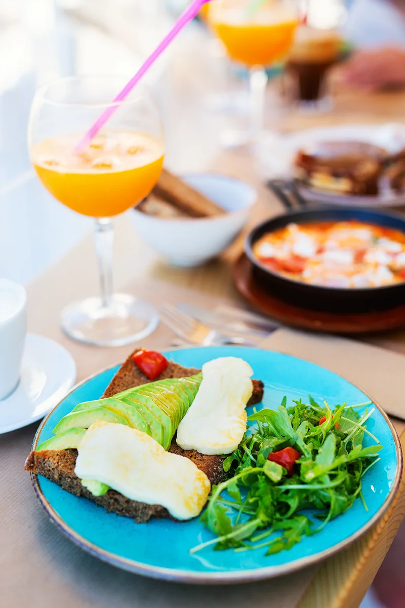 Avocado toast breakfast at OKTO restaurant