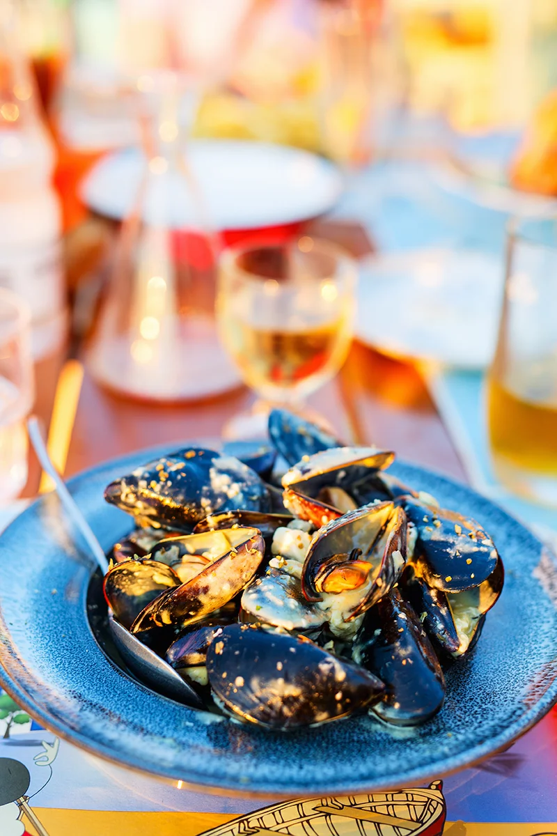 Mussels served at Rifaki one of the best Milos restaurants