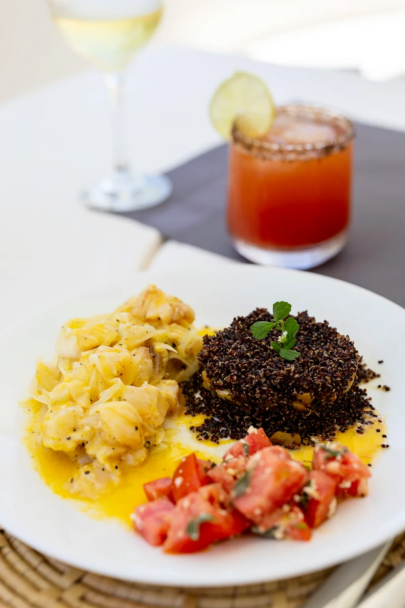 Fish ceviche with quinoa and tomato salad