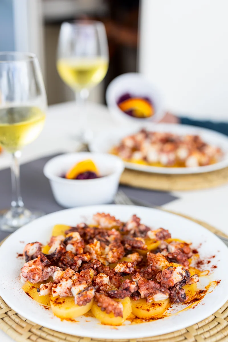 Plate of octopus with potatoes