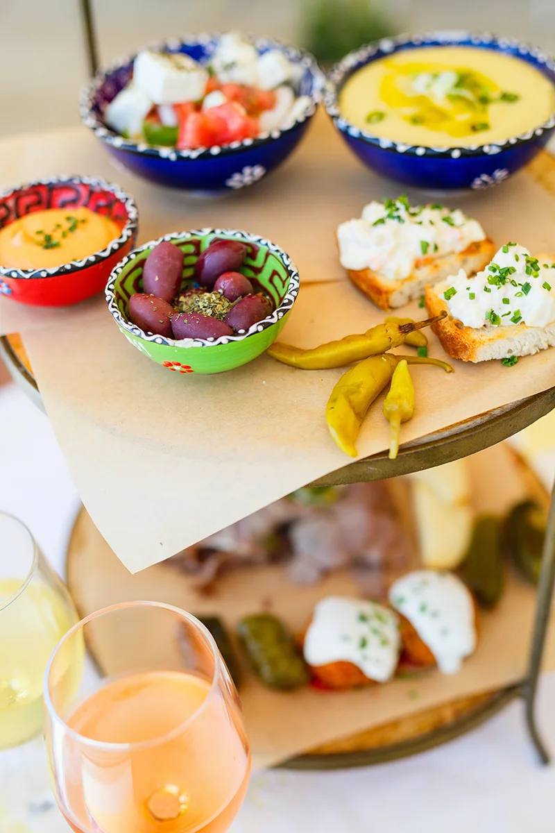 Traditional Greek meze served in Agaze Bistro in Santorini Greece