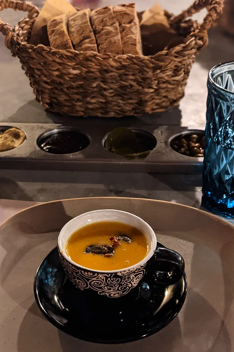 Soup at Lefkes Santorini restaurant