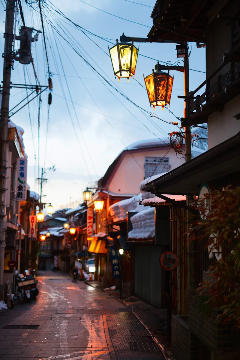 Atmospheric street of Shibu Onset hot spring town in Japan