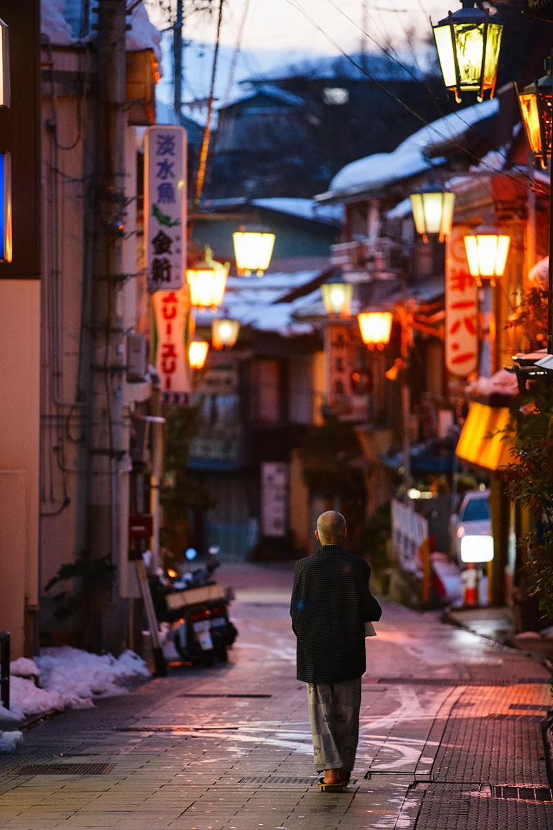 Atmospheric street of Shibu Onset hot spring town in Japan