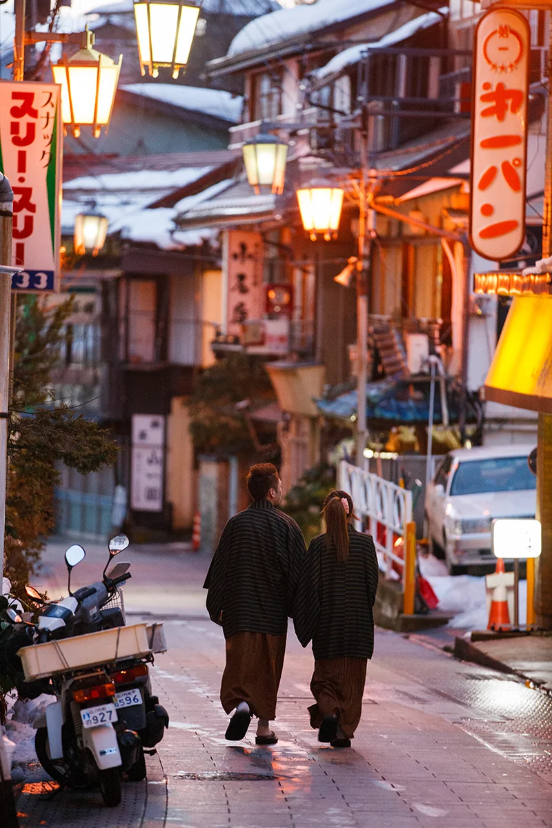 Atmospheric street of Shibu Onset hot spring town in Japan