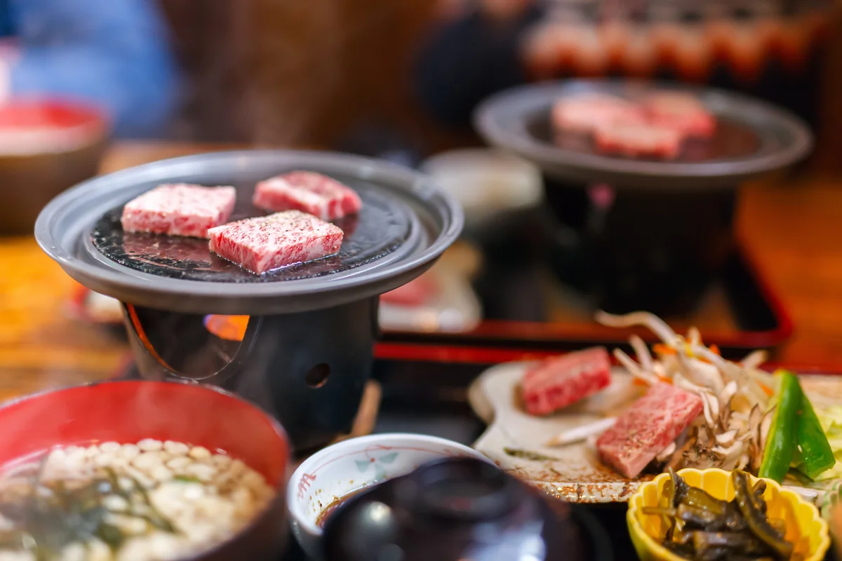 Traditional Hida beef Japanese lunch set