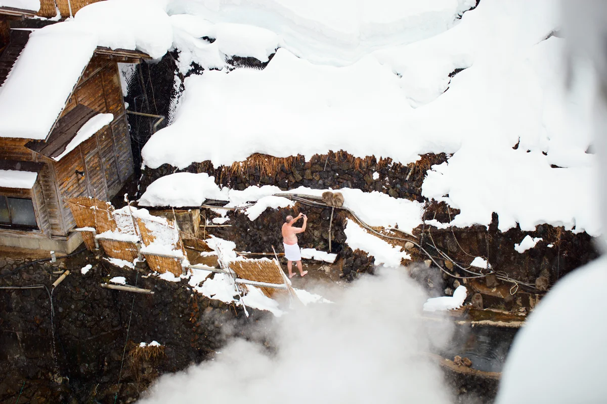 Jigokudani Onsen Korakukan ryokan steps from Snow Monkey Park