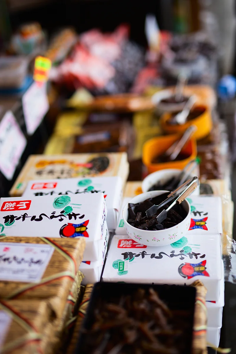 Colorful assortment of traditional Japanese snacks